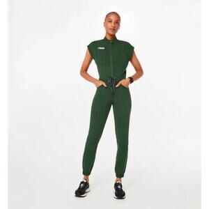 Figs Rafaela Cargo Scrub Jumpsuit XL British Racing Green Technical Jogger